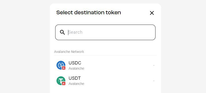 There are also cases when the bridge may not correctly indicate which token you will receive after bridging. This situation can be observed on Stargate, for example. Among the supported stablecoins, only USDT and USDC are available for receiving on Avalanche.